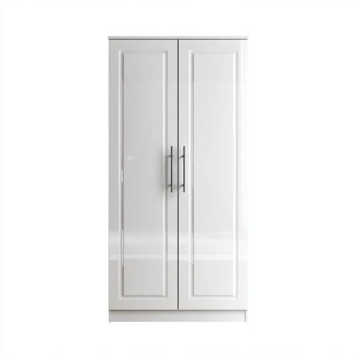 Biała dwudrzwiowa szafa z płyty MDF 80 × 50 × 180 cm z czarnymi uchwytami