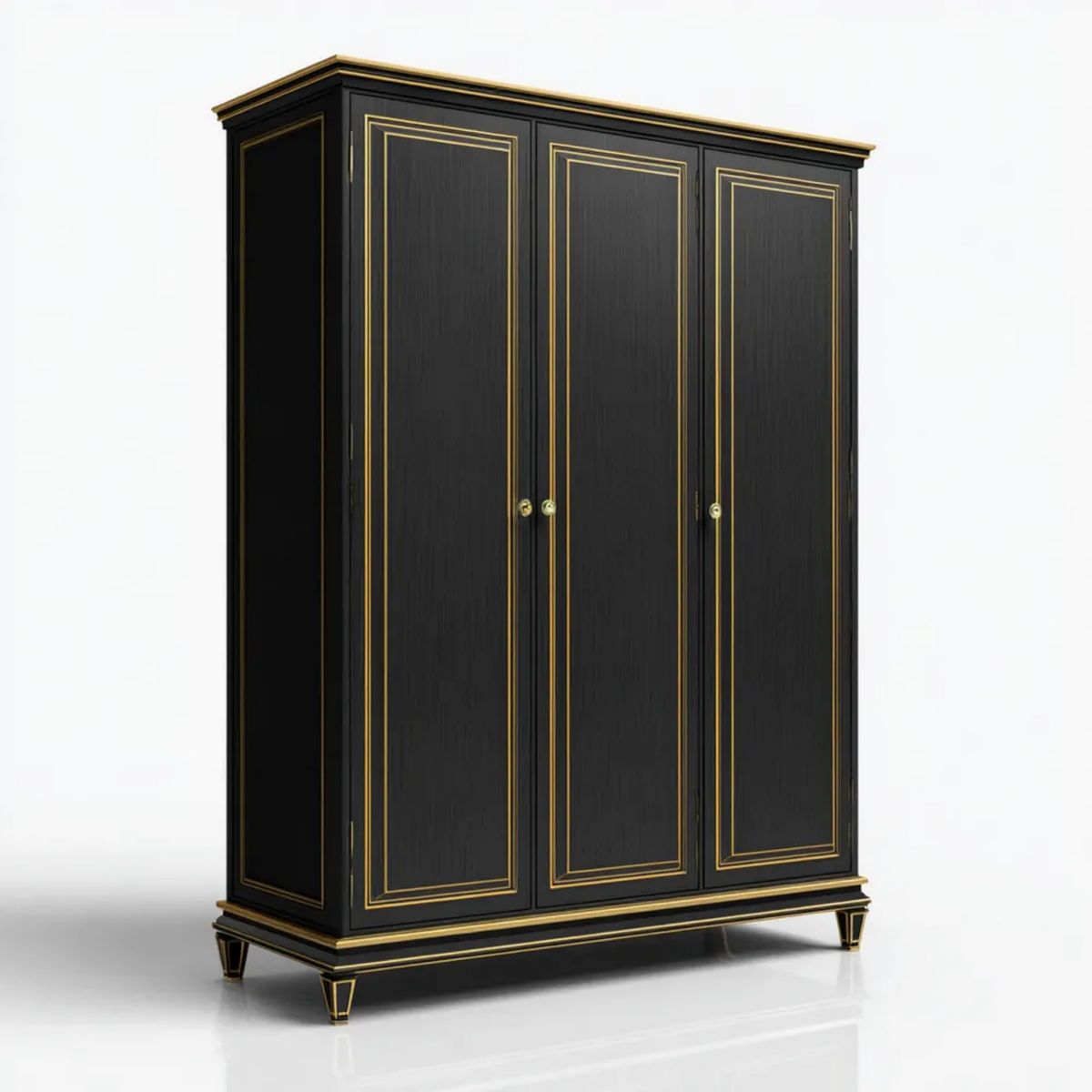 Trzydrzwiowa szafa z płyty MDF, czarno-złota, 180 × 60 × 210 cm
