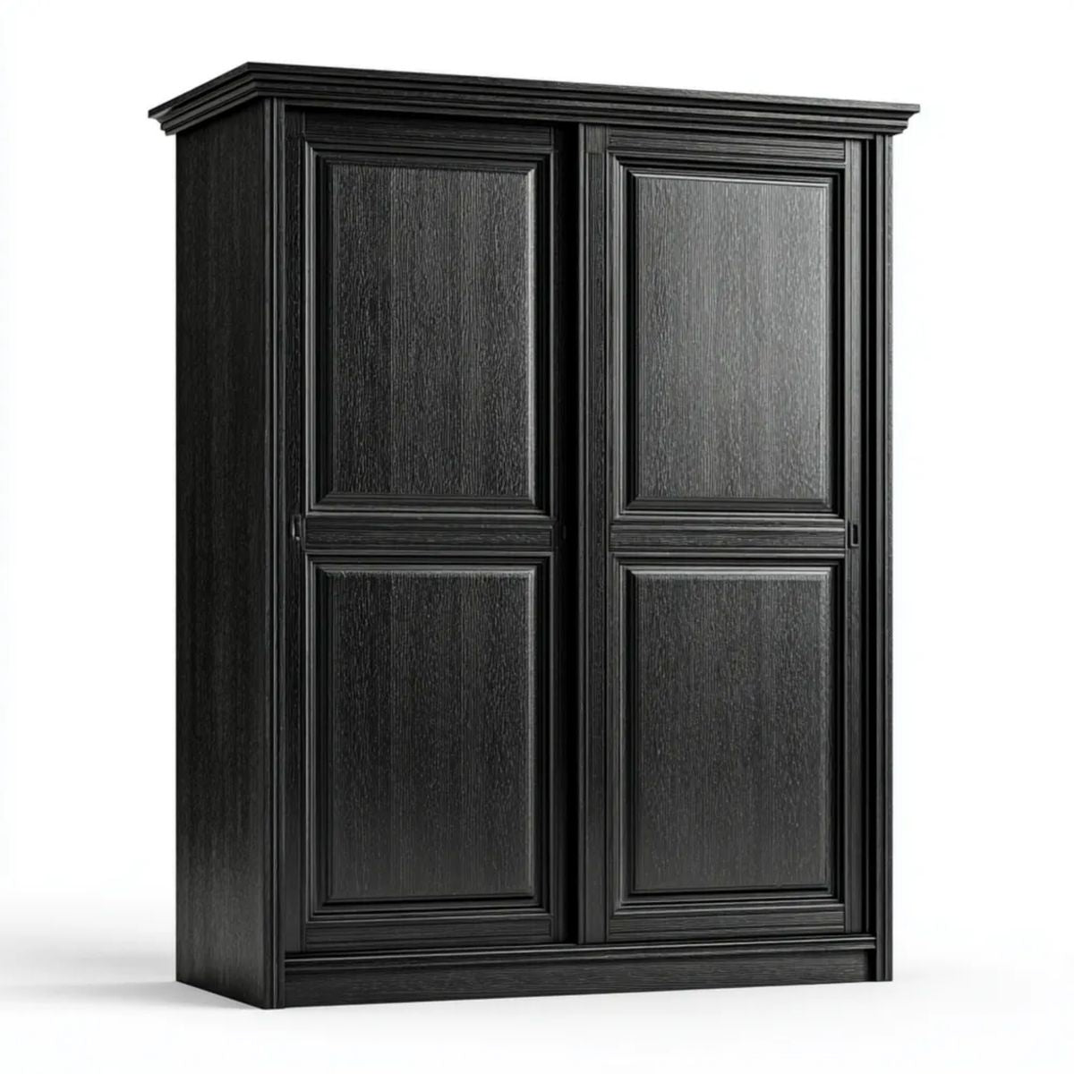 Czarna szafa przesuwna z płyty laminowanej i MDF, 120 × 60 × 200 cm