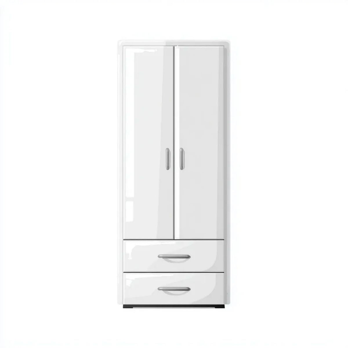 Dwudrzwiowa szafa garderobiana z płyty MDF, biała, 80 × 52 × 180 cm, 2 szuflady