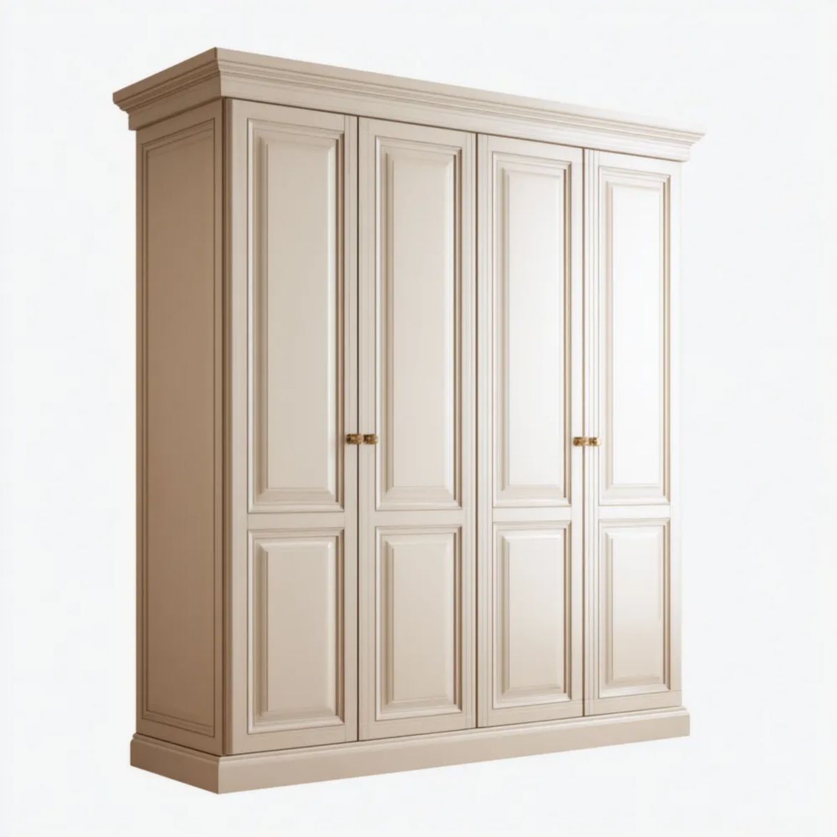 Kremowa czterodrzwiowa szafa sypialniana z płyty MDF 200 × 60 × 220 cm