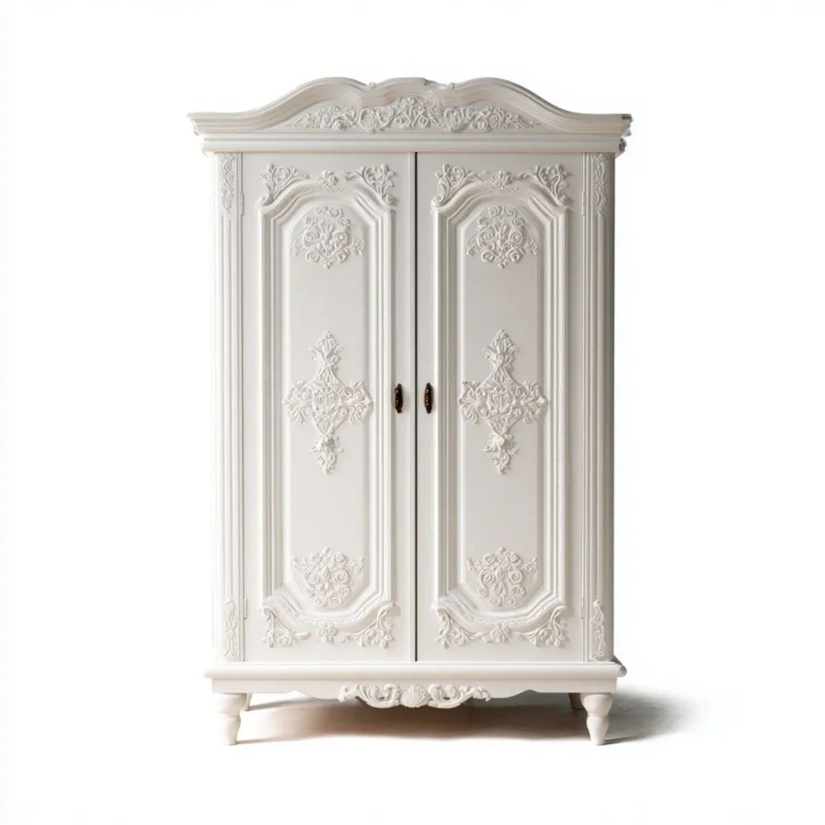 Biała dwudrzwiowa szafa z płyty MDF 120 × 60 × 210 cm w stylu klasycznym