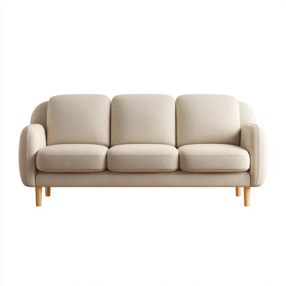 Sofa 3-osobowa beżowa z tapicerką poliestrową i drewnianymi nogami 190 × 85 × 85 cm