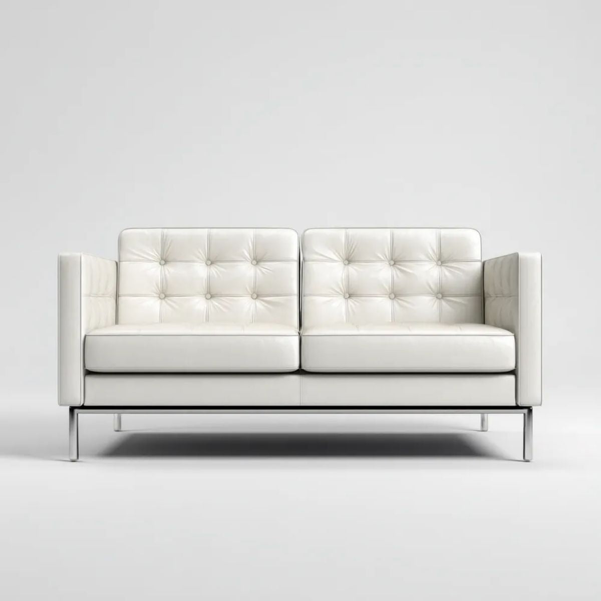 Biała sofa dwuosobowa ze skóry PU 140 x 80 x 78 cm