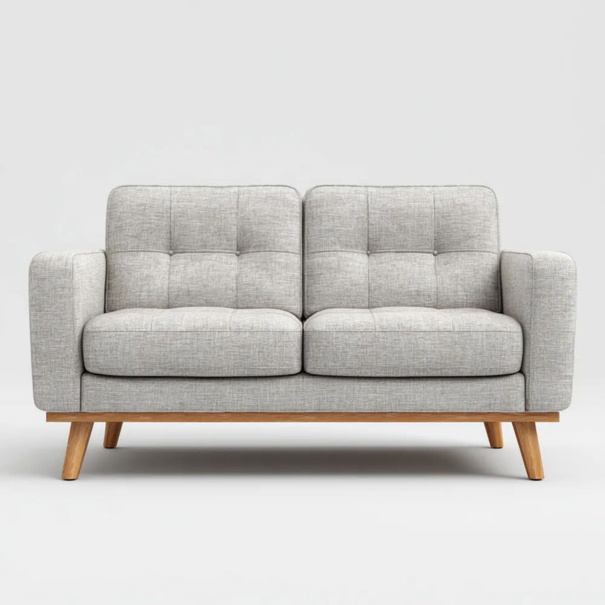 Dwuosobowa sofa z tapicerką poliestrową 150 x 82 x 86 cm jasnoszara z drewnianymi nogami