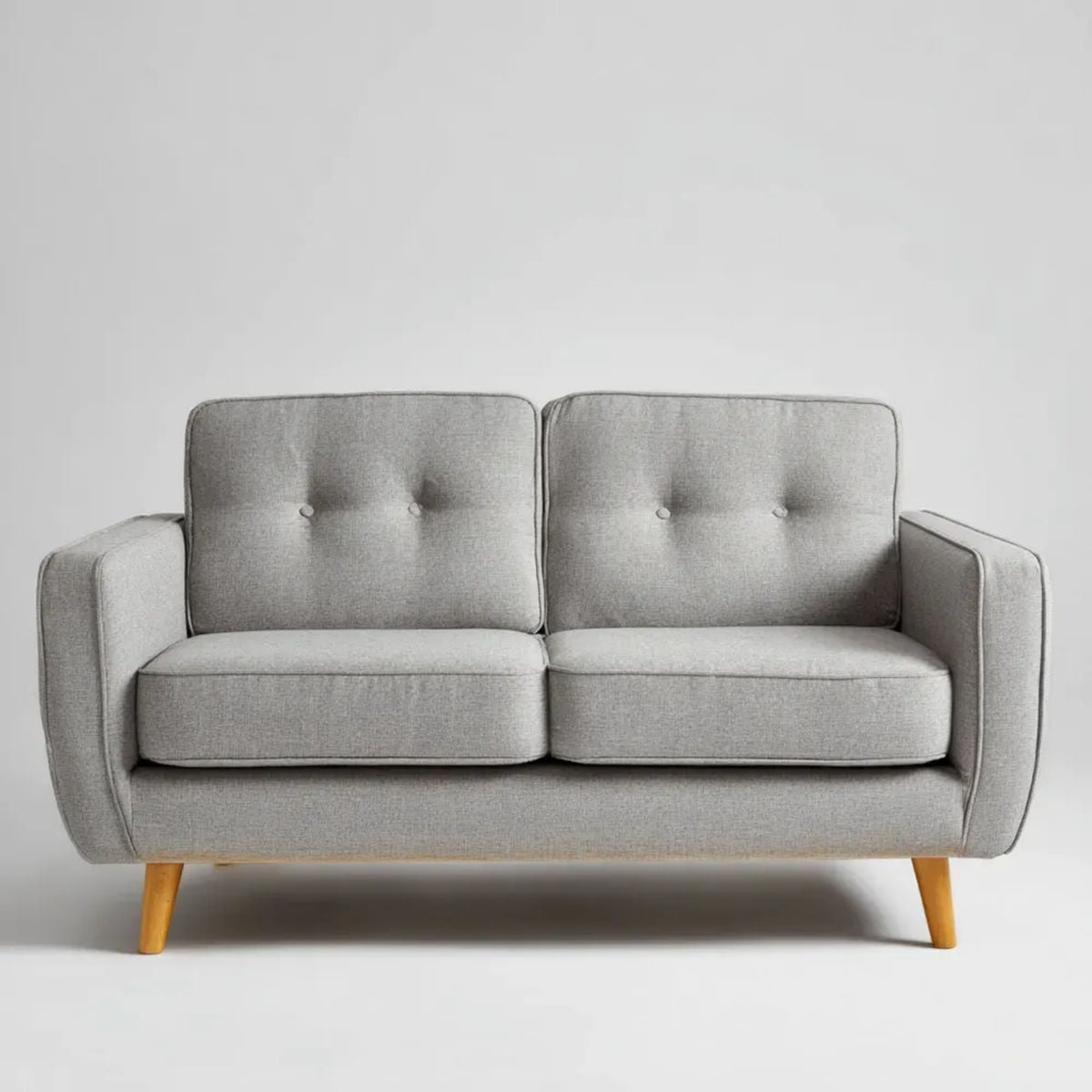 Szara sofa dwuosobowa z tapicerką poliestrową 136 x 78 x 82 cm