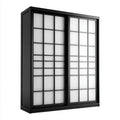 Czarna szafa przesuwna z MDF z matowymi panelami akrylowymi, 180 × 60 × 200 cm