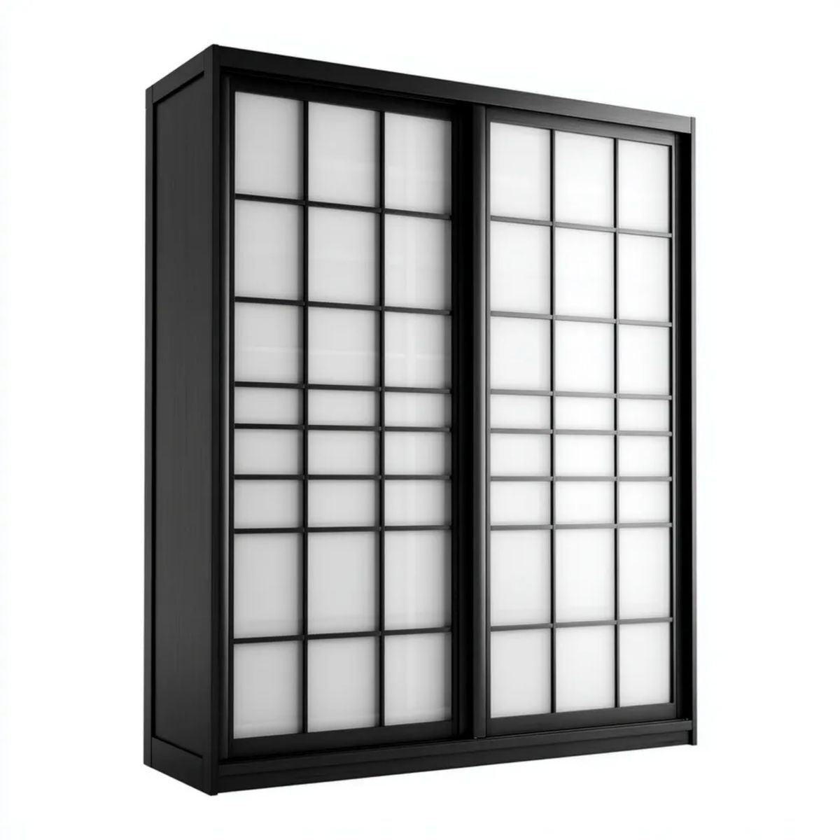 Czarna szafa przesuwna z MDF z matowymi panelami akrylowymi, 180 × 60 × 200 cm
