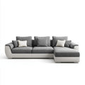 3-osobowa sofa narożna z prawostronnym szezlongiem 280 × 170 × 85 cm, szaro-biała, tapicerka poliestrowa i ekoskóra PU