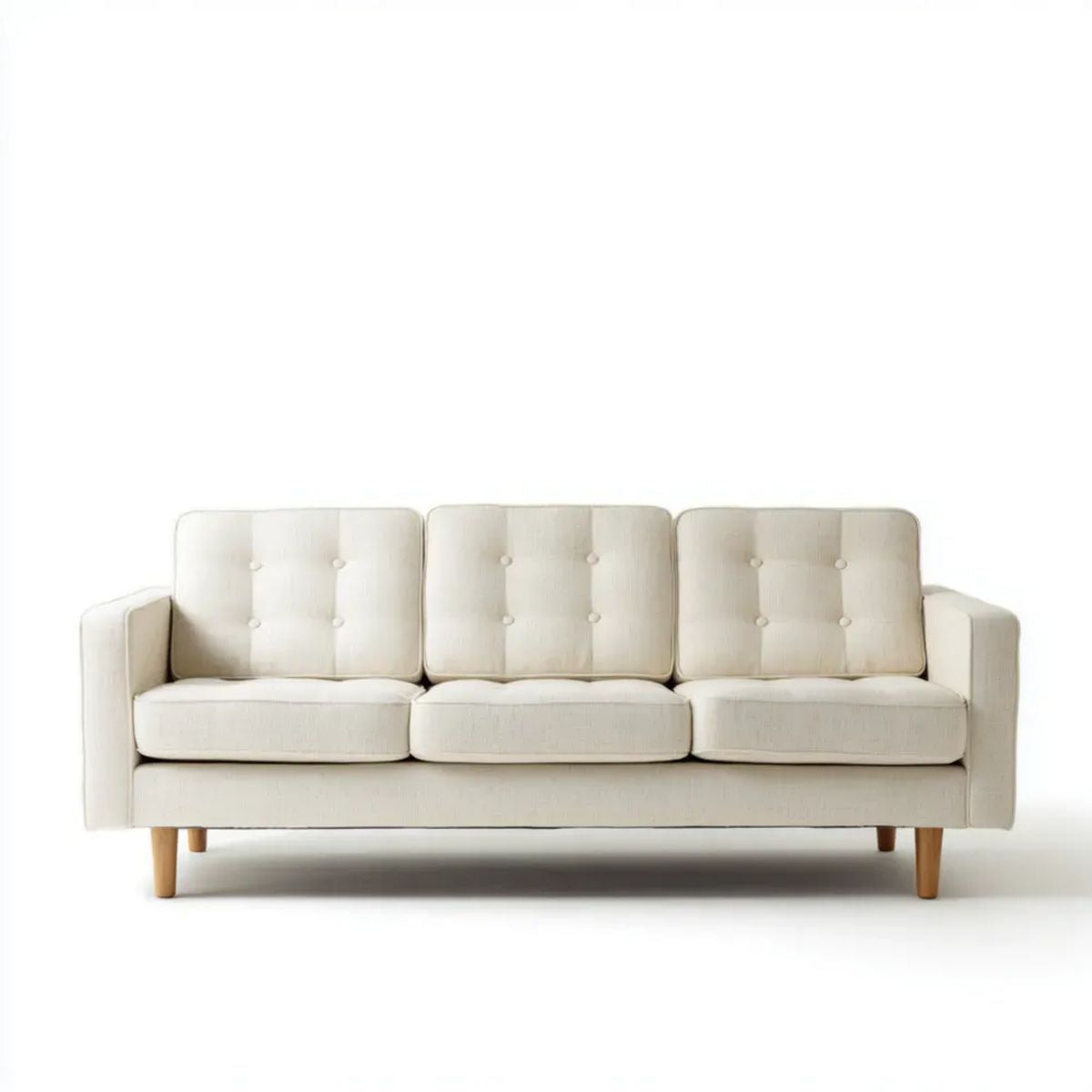 Trzyosobowa sofa kremowa z poliestru 210 x 85 x 85 cm