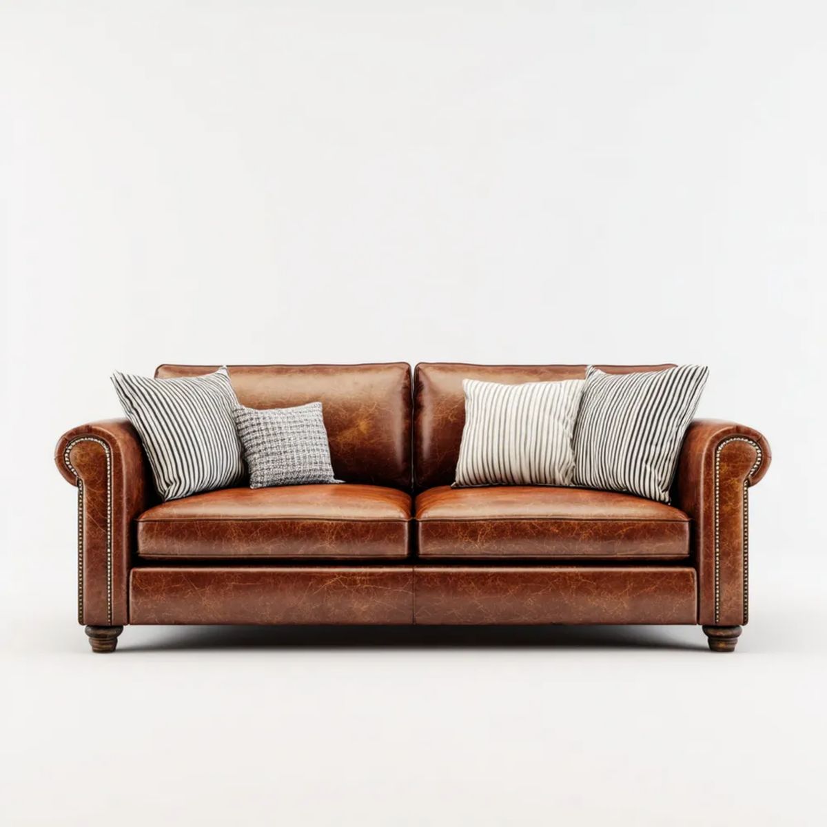 Sofa dwuosobowa brązowa z tapicerką ze skóry syntetycznej PU 170 × 90 × 92 cm