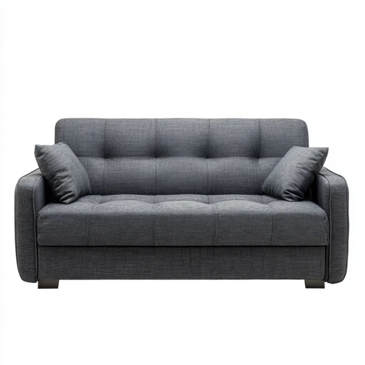 Dwuosobowa sofa grafitowa z tapicerką poliestrową 145 × 85 × 85 cm