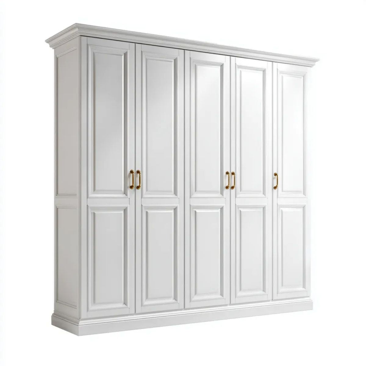 Biała szafa pięciodrzwiowa z płyty MDF, 250 × 60 × 220 cm