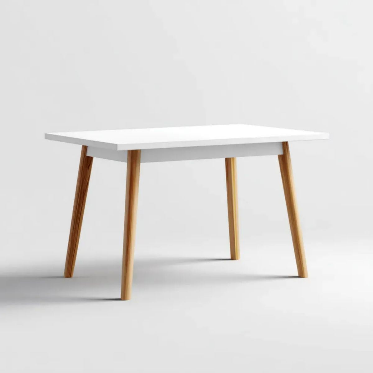 Prostokątny stół do jadalni biały z blatem MDF i nogami z drewna sosnowego 120 × 80 × 75 cm